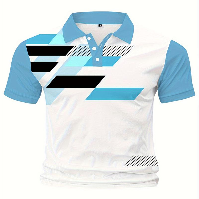 

Модная быстросохнущая мужская контрастная рубашка поло с короткими рукавами и воротником в повседневном стиле, слегка эластичный облегающий летний топ 2XL небесно-голубой