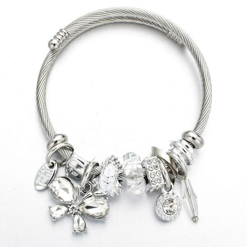 Charm Bracelets for Teen Girls Exquisite Cute Cartoon Friendship Bracelet Stainless Steel Bangle Birthday Gift Little Girls Kids