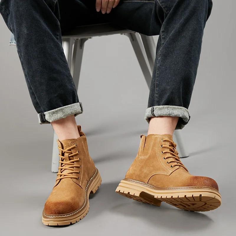 Модные мужские ботинки в британском стиле на толстой подошве 2024 года — фото 6