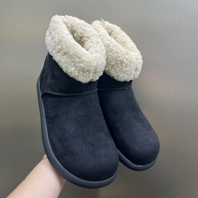 Cute Round Head Flat Bottom Velvet Warm Snow Boots Winter Couple Cold Boots 22715-11715-X