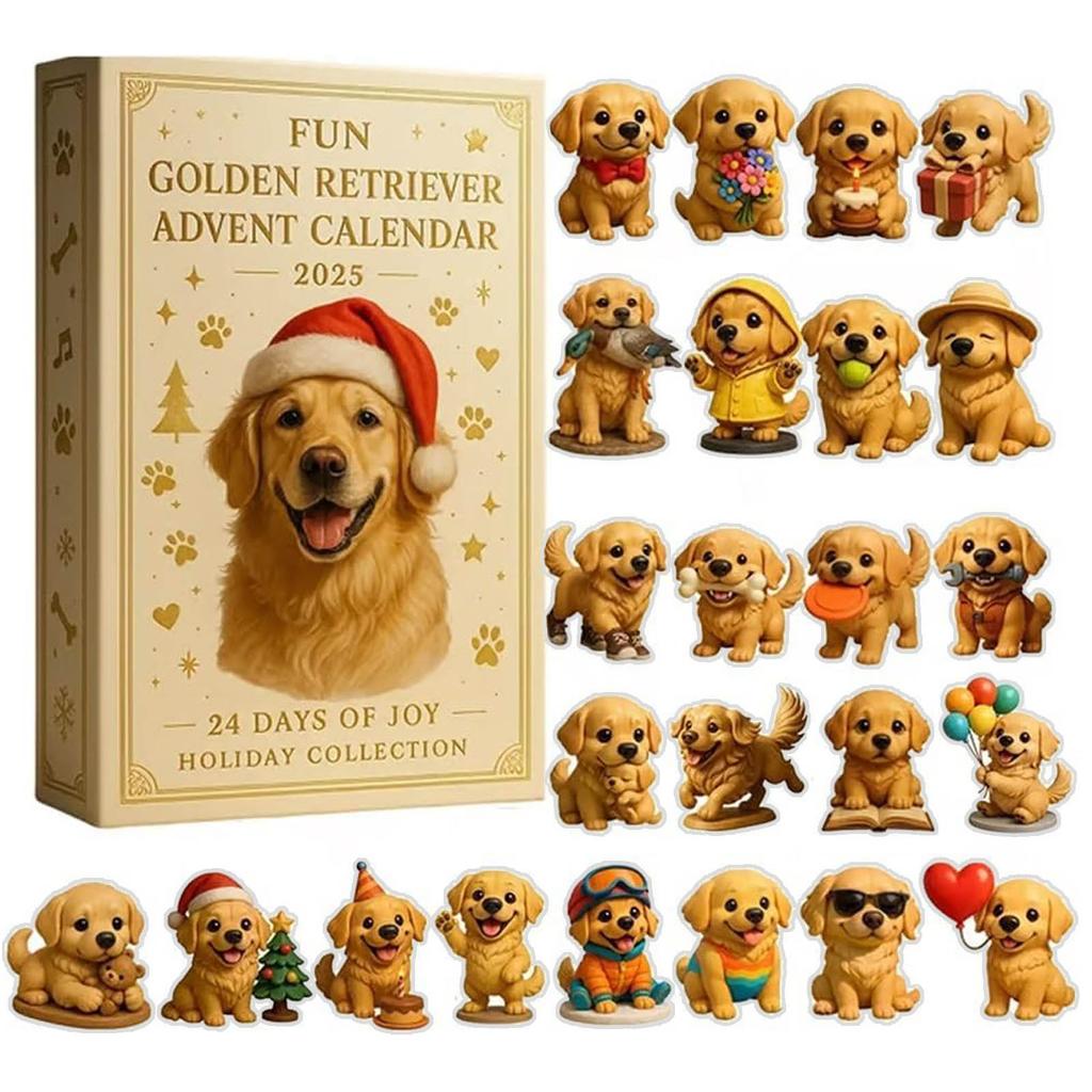 Christmas Dog Advent Calendar Acrylic Christmas Advent Calendar 2025 Retriever Dog Advent Calendar Ornaments Festive for 24-day