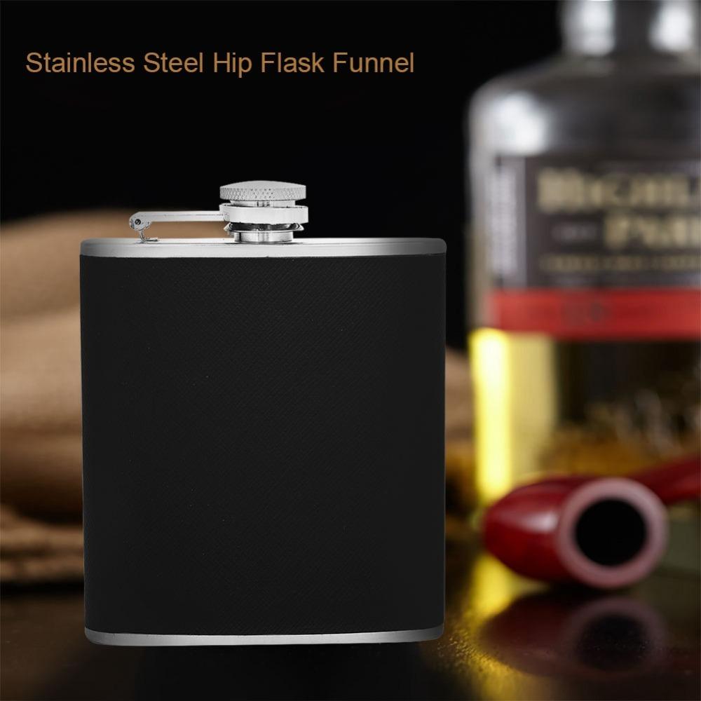 4 Piece Set Black Leather Leather Flask Stainless Steel Liquor Flask Portable Hip Flask  Home