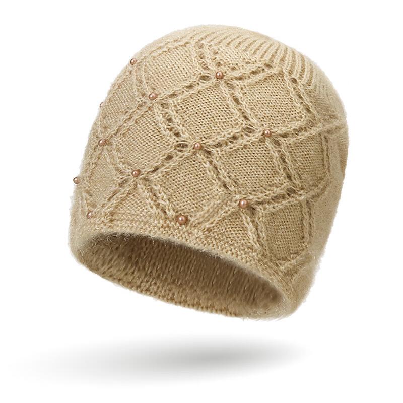 ZHENYUEQI Women s Winter Pearl Knit Earflap Beanie One Size