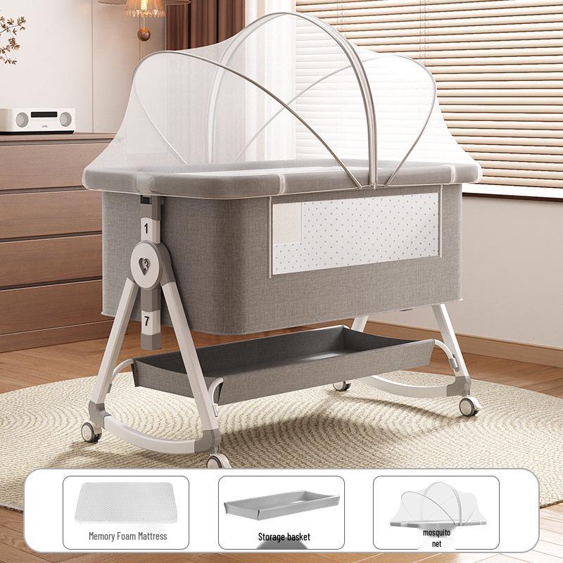 Verstellbares faltbares tragbares Babybett - Wiegenbett für Neugeborene mit Steckfunktion