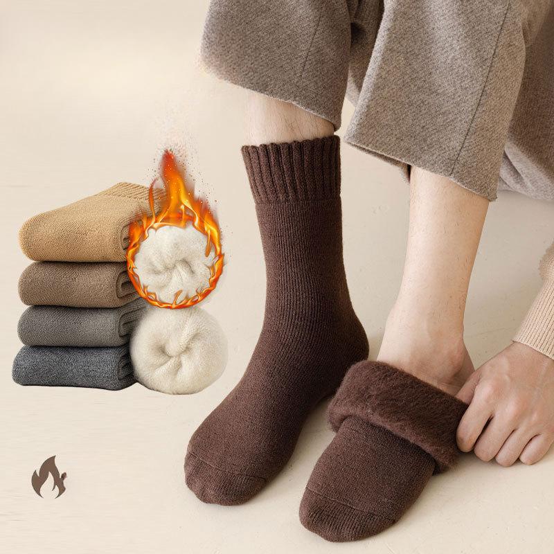 Extra-thick Men's Winter Warm Fleece, Thickened Cold-resistant Fleece Mid-calf Socks for Autumn and Winter, Long Sleeping Socks