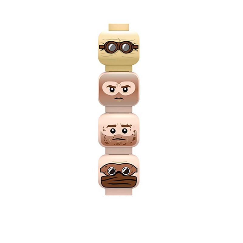 Non-Toxic Ww2 Injured Emotional Face Heads Building Blocks Army Soldiers Figures Zombie Heads Military Weapon Parts Bricks Toy