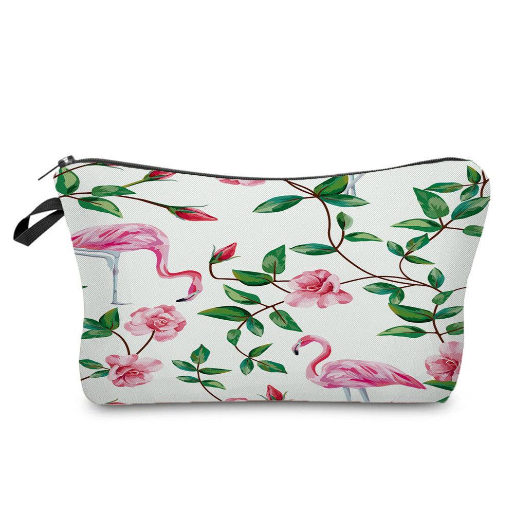 Women Flamingo Print Cosmetic Bag Toiletries Organize Travel Storage Case 6364 CLE
