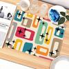1 peça de Sousplat de Linho - Retrô Moderno de Meio do Século Abstrato, para Jantar Interno e Externo, Decoração de Mesa Temática