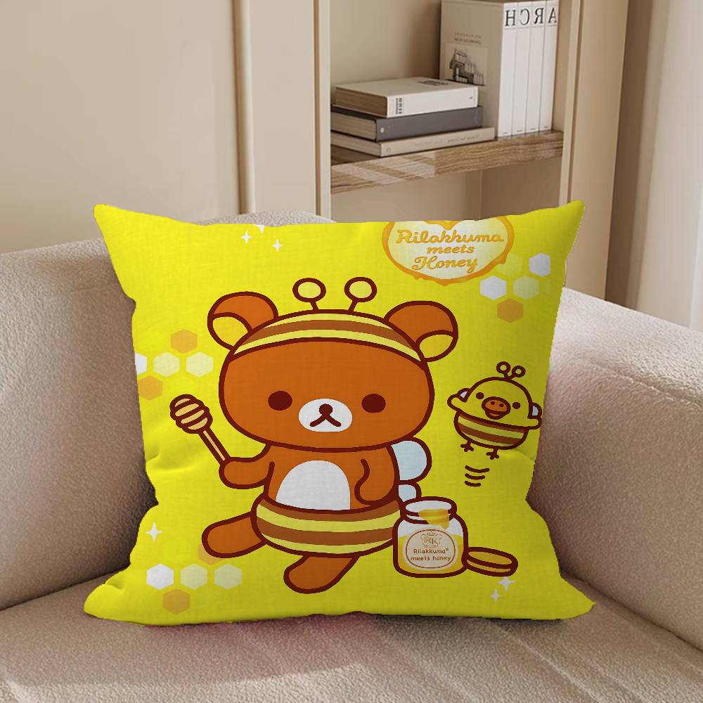 

Мультяшная аниме наволочка RilakkumaS, съемная, моющаяся, чехол для подушки – Мягкий лен для любого сезона 16x16Inch