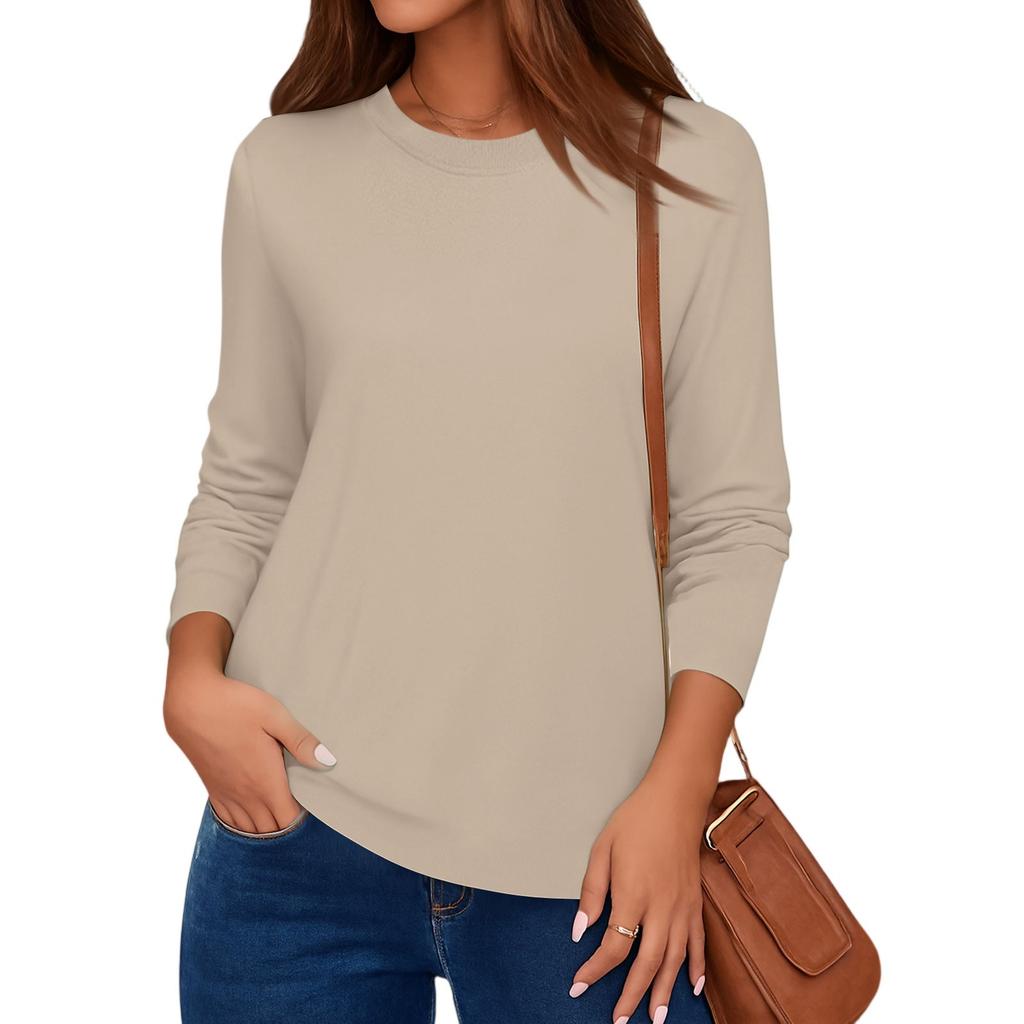 Women Top Long Sleeve T-Shirts Blouses O Neck Fit Top Spring Fashion Tunic Basic Tops