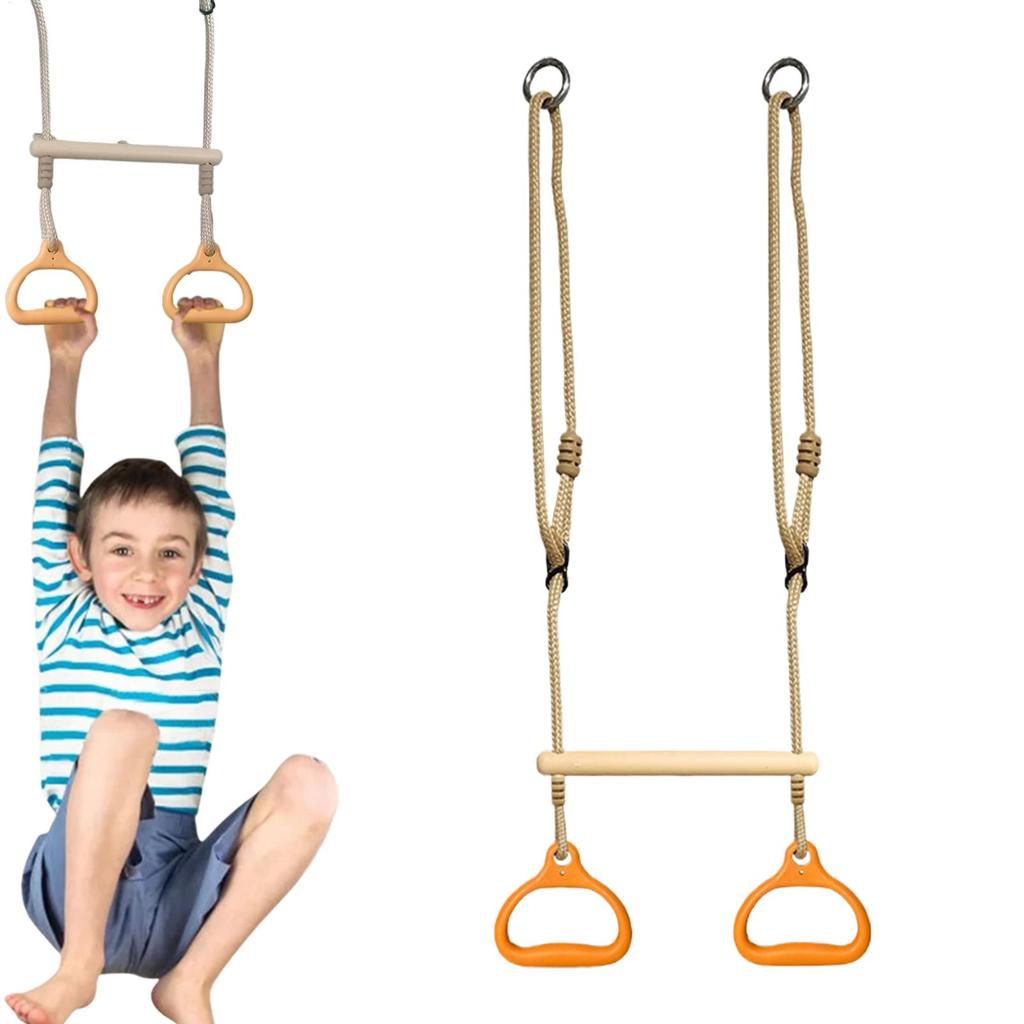 Trapeze Swing Bar Playground Equipment Rings Bar Ergonomic Sensory Rings Game For Children Kids Adults Indoor Playtime Backyard