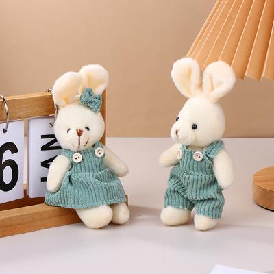 Cute Couple Rabbit Plush Toy Cartoon Bunny Pendant Soft Stuffed Doll Keychain Car Key Ring Backpack Bag Decor Kid Gift