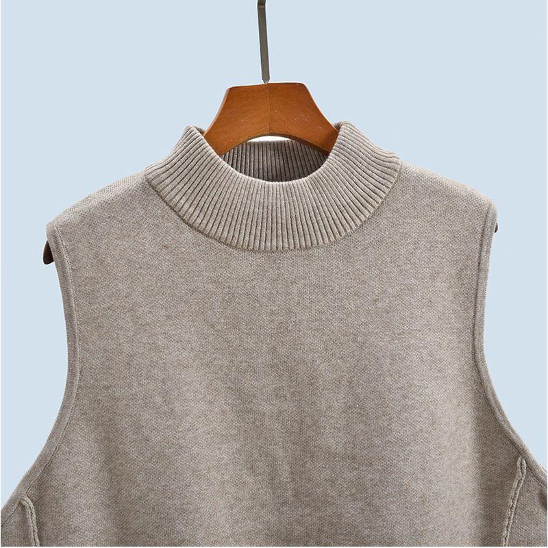 Revoked by Brand Good Goods Half High Collar Sleeveless Waistcoat Knitting Sweater Vest Jacket Loose Outer Wear Bandage Dress Women's Thickness