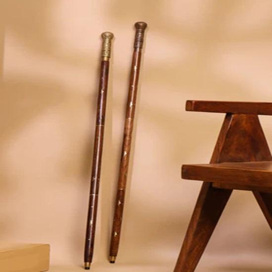 Set of 2 Brass Carving Walking Stick 93.98 cm