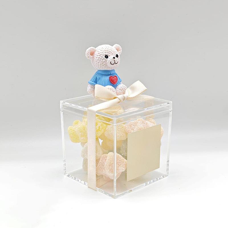 1 buc. Cutie de ambalare pentru cadou, cutie de depozitare pentru bomboane pentru alimente, cutie pătrată din acril cu capac, cutie de depozitare din plastic transparent, mini