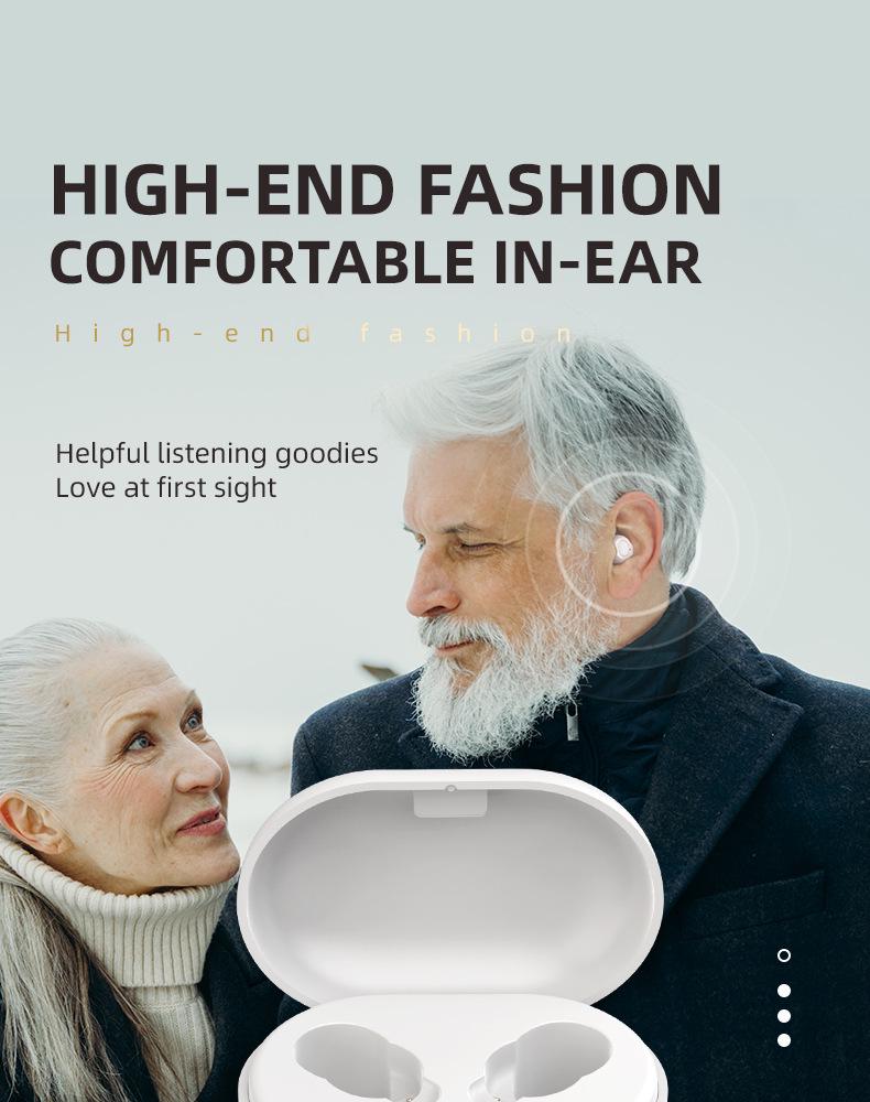 Cross-Border CIC In-Ear Hearing Aid with Magnetic Charging, Sound Amplifier, and Fingerprint Touch for the Elderly
