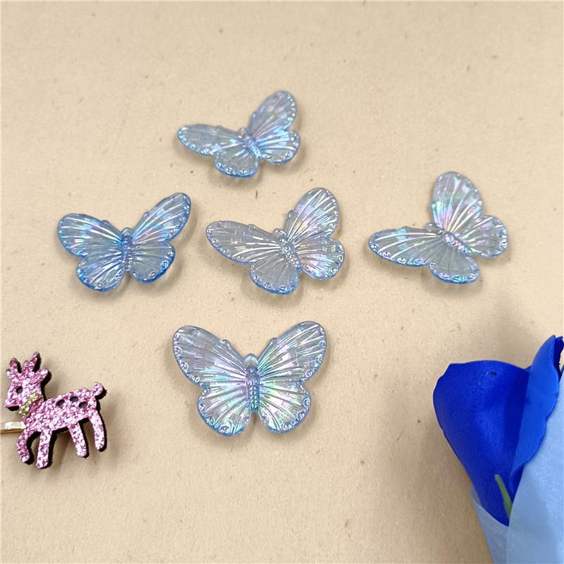 30Pcs 40*30mm Laser Color Single Hole Butterfly Pendant Creative AB Color Beads DIY Accessories for Jewelry Making
