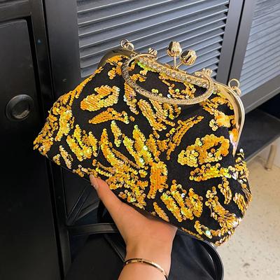Bolsos de lujo para mujer con lentejuelas y cristales, bolsos con flores brillantes, bolsos cruzados azules, bolsos de hombro con cadena dorada, bolso de noche tipo clutch.