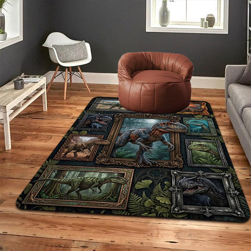 Dinosaur Collection Pattern Rug Floor Mat for Living Room or Bedroom Soft and Comfortable Carpet a Gift for Birthday and Holiday.
