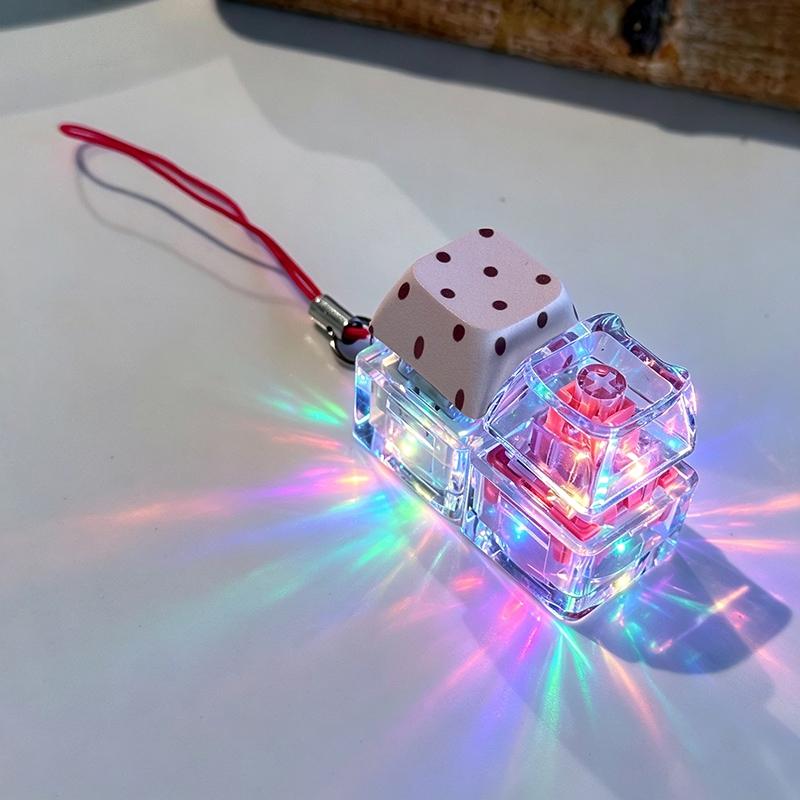 Glowing Keybopard Keychain 1-9 Key Keycap Keychain Press Button Keyring Stress Releasing Decompression Keyrings Bags Charms