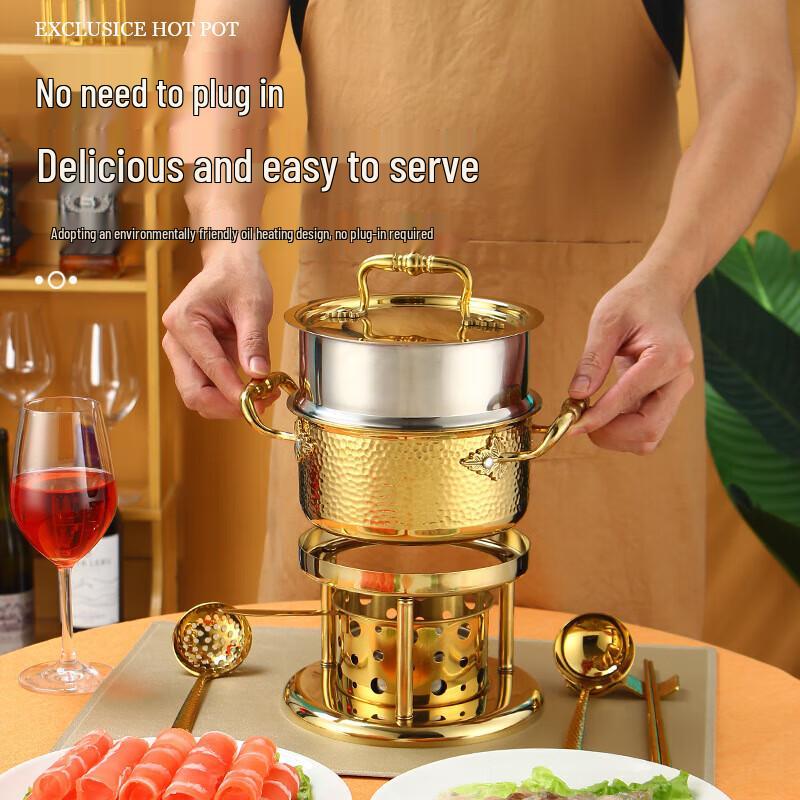 304 Stainless Steel Single Mini Hot Pot with Alcohol Stove