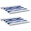 Garden Chair Cushions 2 Pcs Blue & White Striped 50 X 50 X 4 Cm Fabric