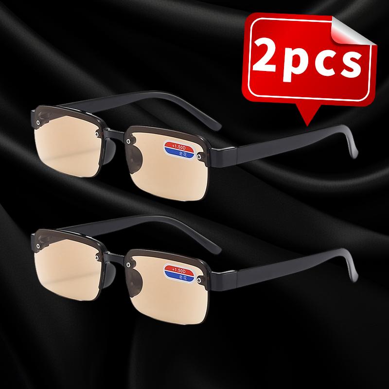2pcs Reading Glasses for Men Glasses Imitation Crystal Half-frame Presbyopia Glasses Diopter +1.0 To +4.0 Eyeglasses