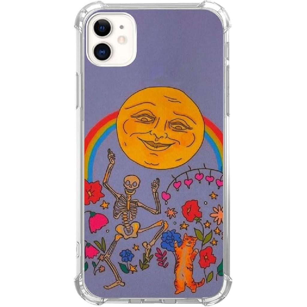 Trippy Psychedelic Flowers Phone Case for iPhone 11, Indie Hippie Colorful Eyes Flower Cover for Teens Women Men, Soft TPU Shockproof Case for iPhone