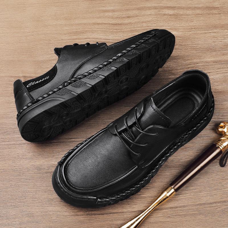 High Quality Handmade Soft Soled Men's Genuine Leather Shoes Lace Up Men's Business Shoes Versatile Daily Casual Shoes Commuting