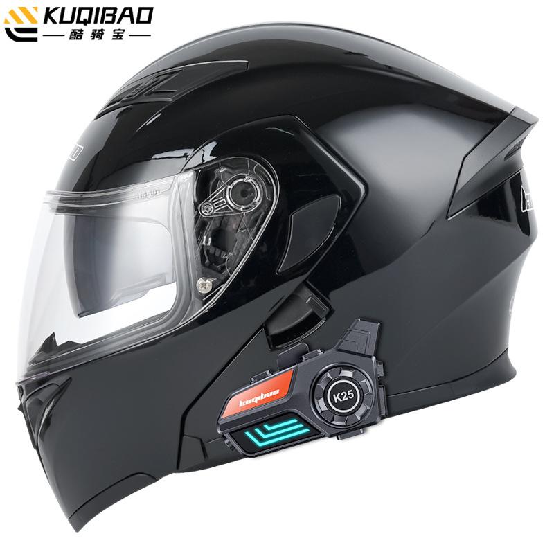 Kuqibao Dual Lens Motorcycle Helmet Flip Face Helmet Electric Motorcycle Bluetooth Helmet Long Endurance 3C Certified Full Helmet