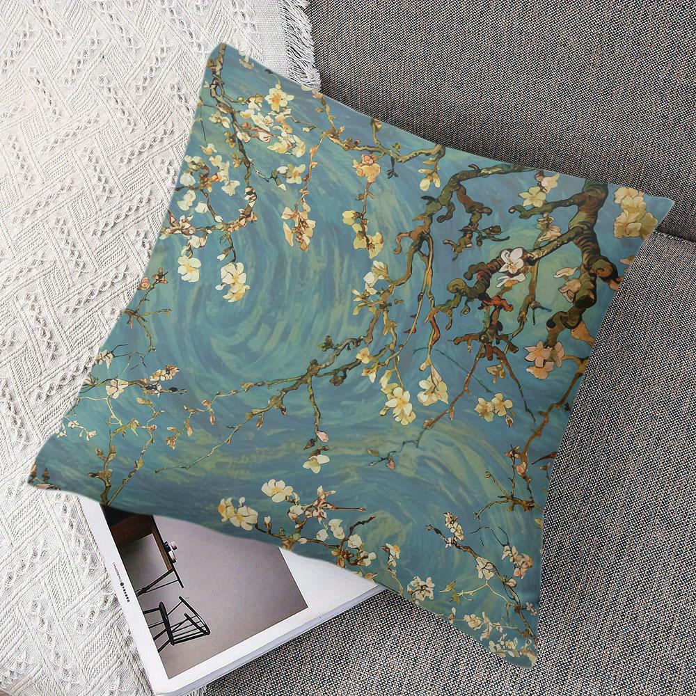Van Gogh Almond Blossoms square Jacquard Pillow Cover for Sofa Office Waist Cushion Cover Home Decorative Pillowcase