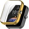 FitTurn Screen Protector Case for Amazfit Bip 3/Bip 3 Pro Watch TPU Slim Case Cover [Plating Metal Color Frame] [3D Full Coverage] Shell Protective