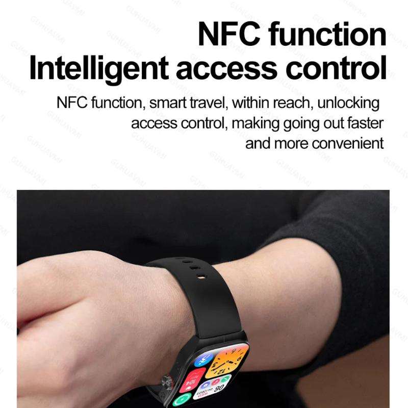 2025 Nové NFC Chytré hodinky AMOLED Displej Vždy zobrazují čas Bluetooth volání Série 9 Hodiny Vlastní ciferník Muži Sport Zdraví Ženy Chytré hodinky
