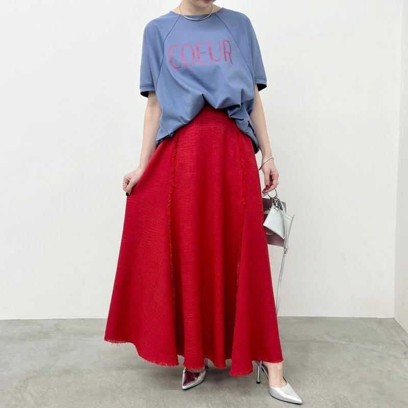 

Japanese Single Niche Style Expensive Brand 1.5W Pure Original 25 Summer New Arrival Elastic Waist Frayed Stylish Skirt Japanese Style Red One size