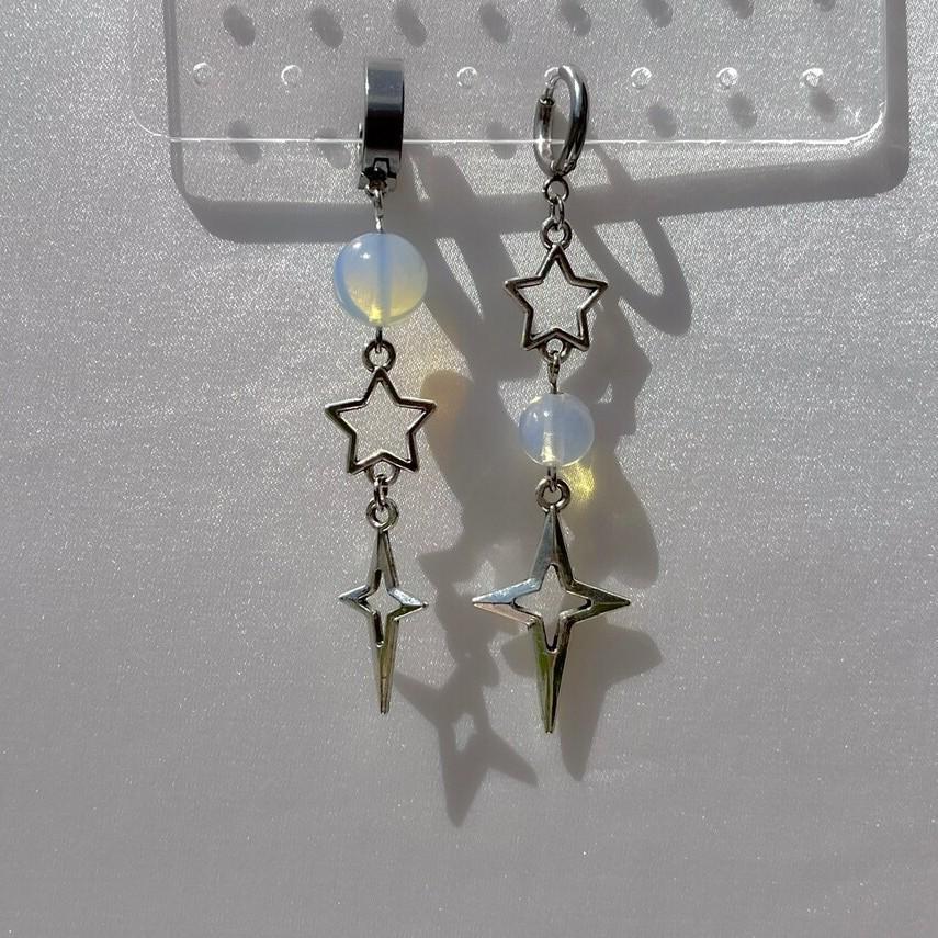 Y2K Goth Opal Mismatched Cute Hypoallergenic Dangle Earrings