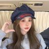 Painter British Octagonal Hat Showing Face Plaid New Retro Denim Beret Niche Big Head Cloud Hat