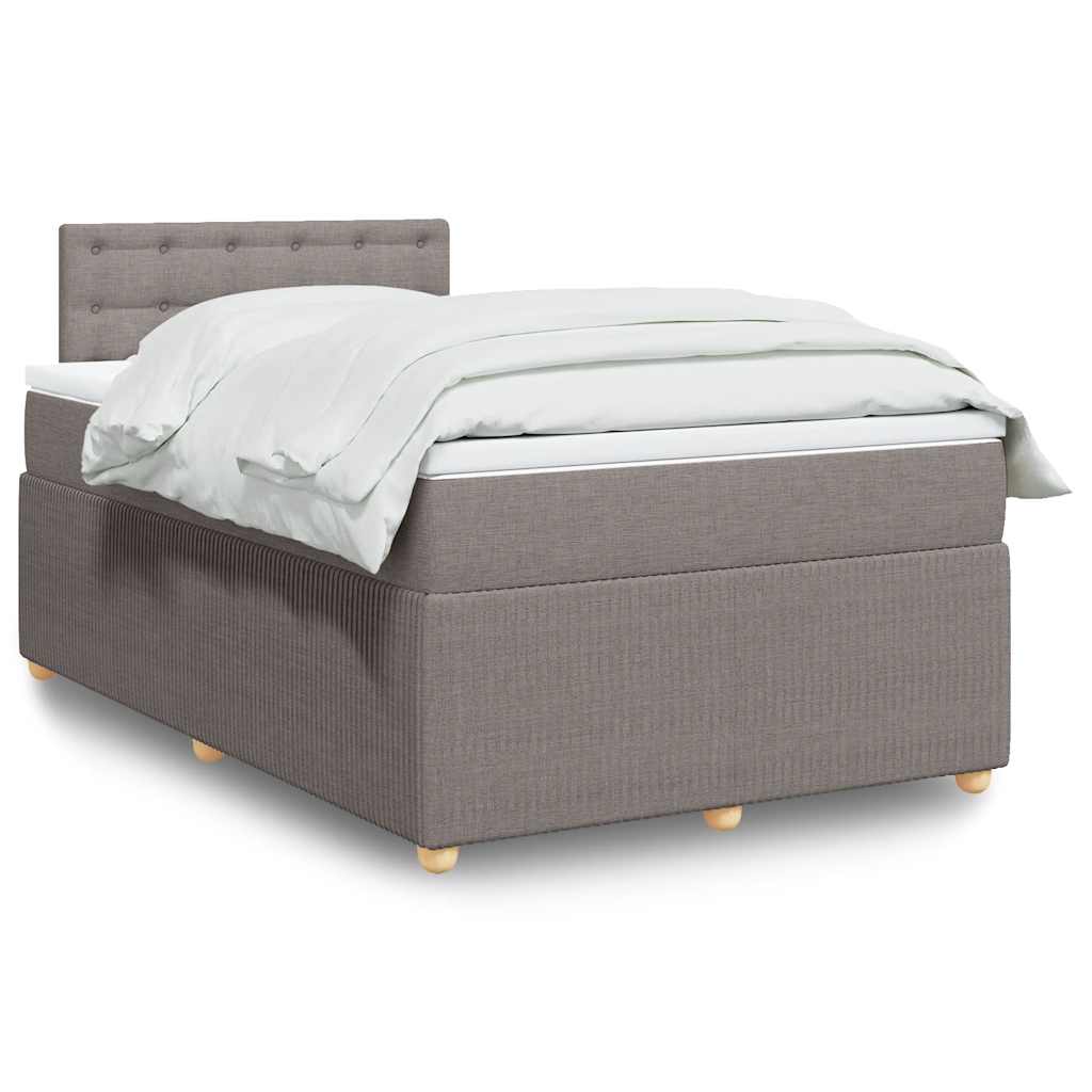 Vidaxl Łóżko Kontynentalne Z Materacem, Taupe, 120X190 Cm, Tkanina