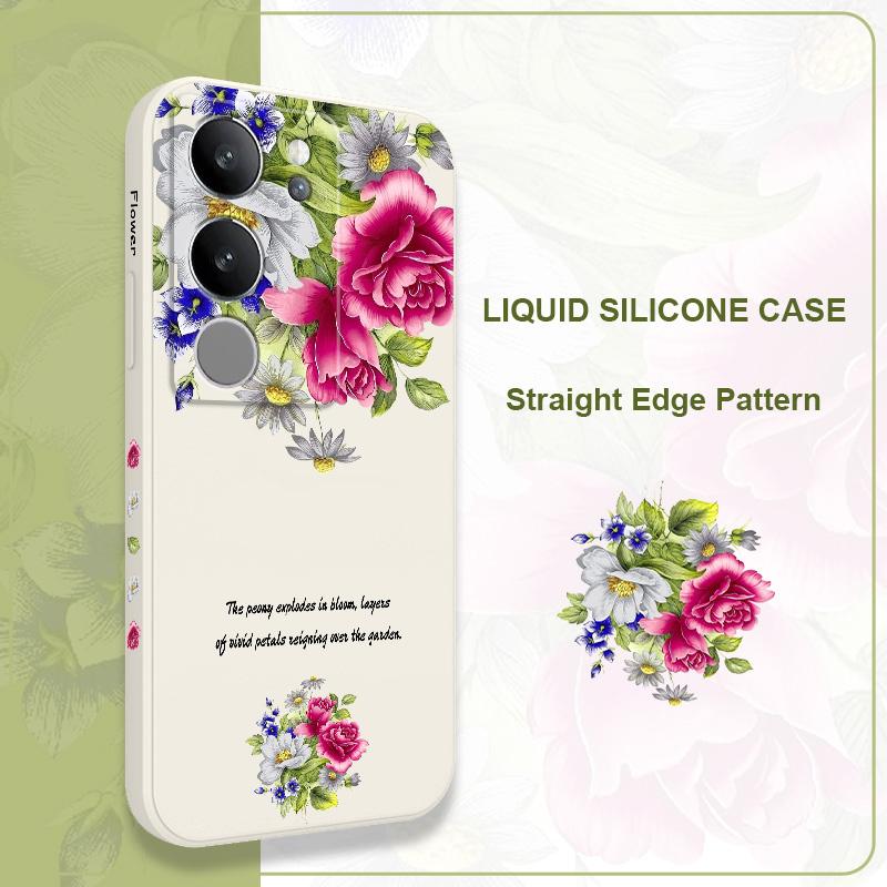 Garden Rose Phone Case For VIVO V40 V30 V29 V29E V27 V27E V25 V25E V23 V23E V21 V20 Y20 Y12 Y21 Y22 Y50 Y35 Y76 Y36 Pro 4G 5G