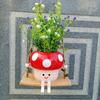 Swing Mushroom Hanging Planter Cartoon Mushroom Flower Pot Resin Succulents Planter