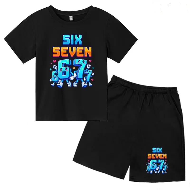 Boys and Girls Summer Fashion Set Cartoon Print T-Shirt and Shorts Casual Two-Piece Outfit
