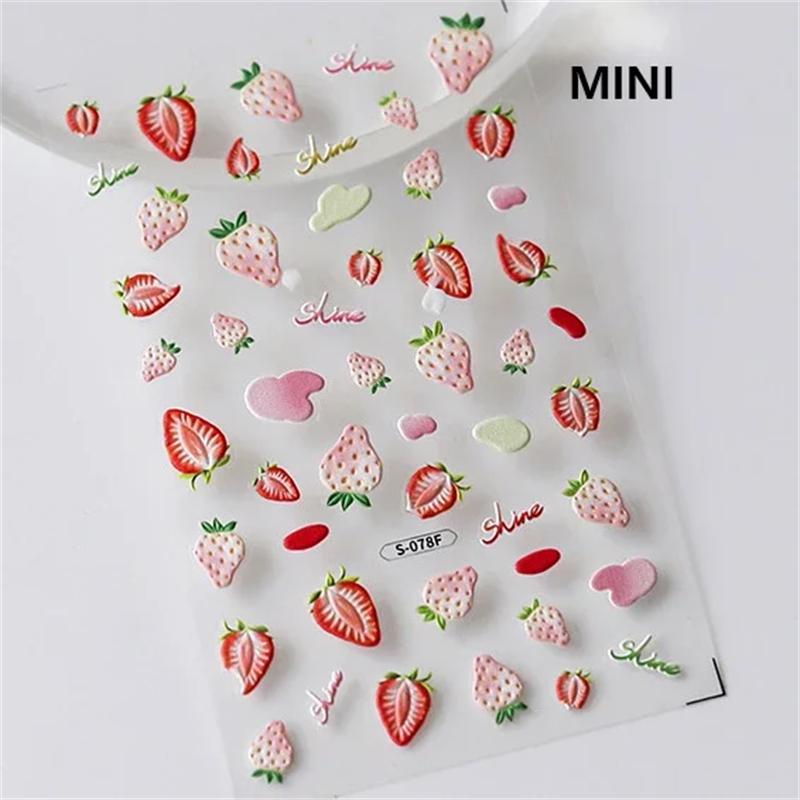 1 piece5D Cute Fruit Jelly Nail Stickers Red and Green Apple High Quality Nail Stickers New Embossed Nail Art Decoration Sticker