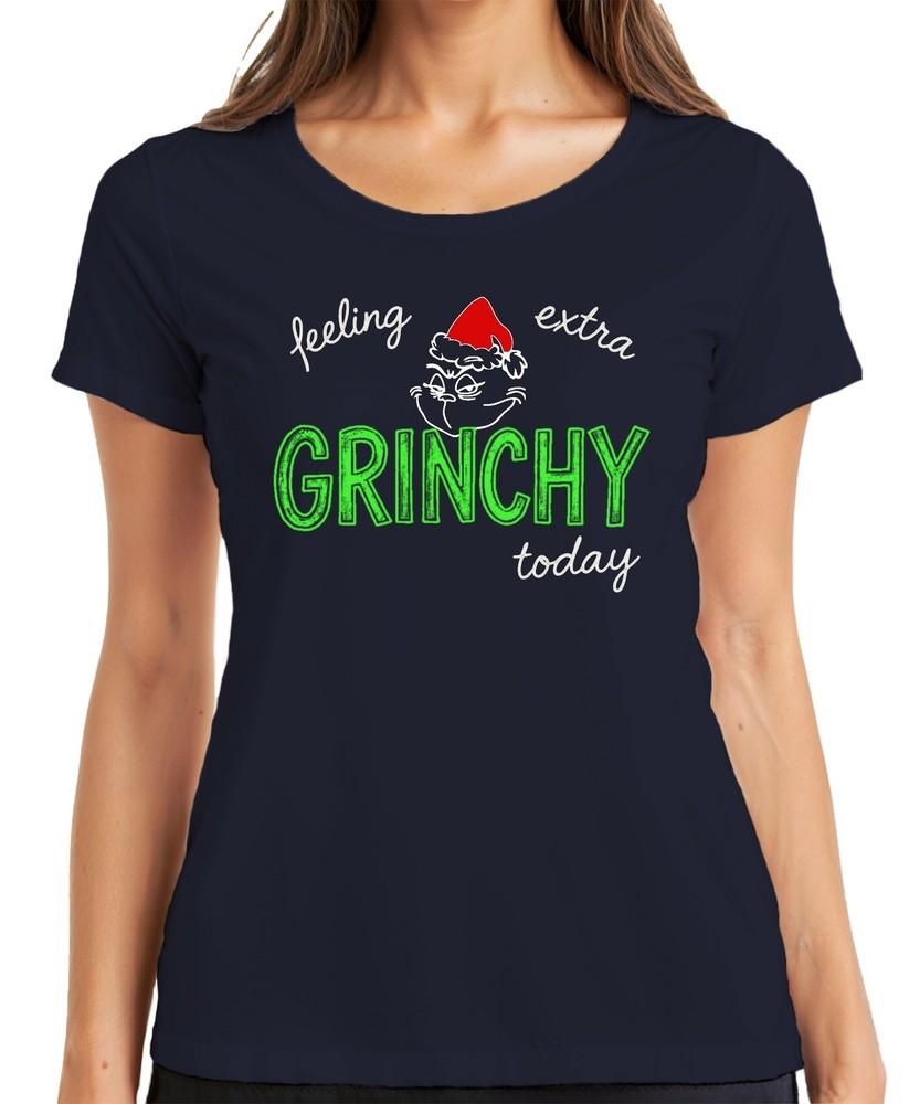 Feeling Extra Grinchy Today Christmas Grinch Funny Sarcastic Ladies T Shirt S