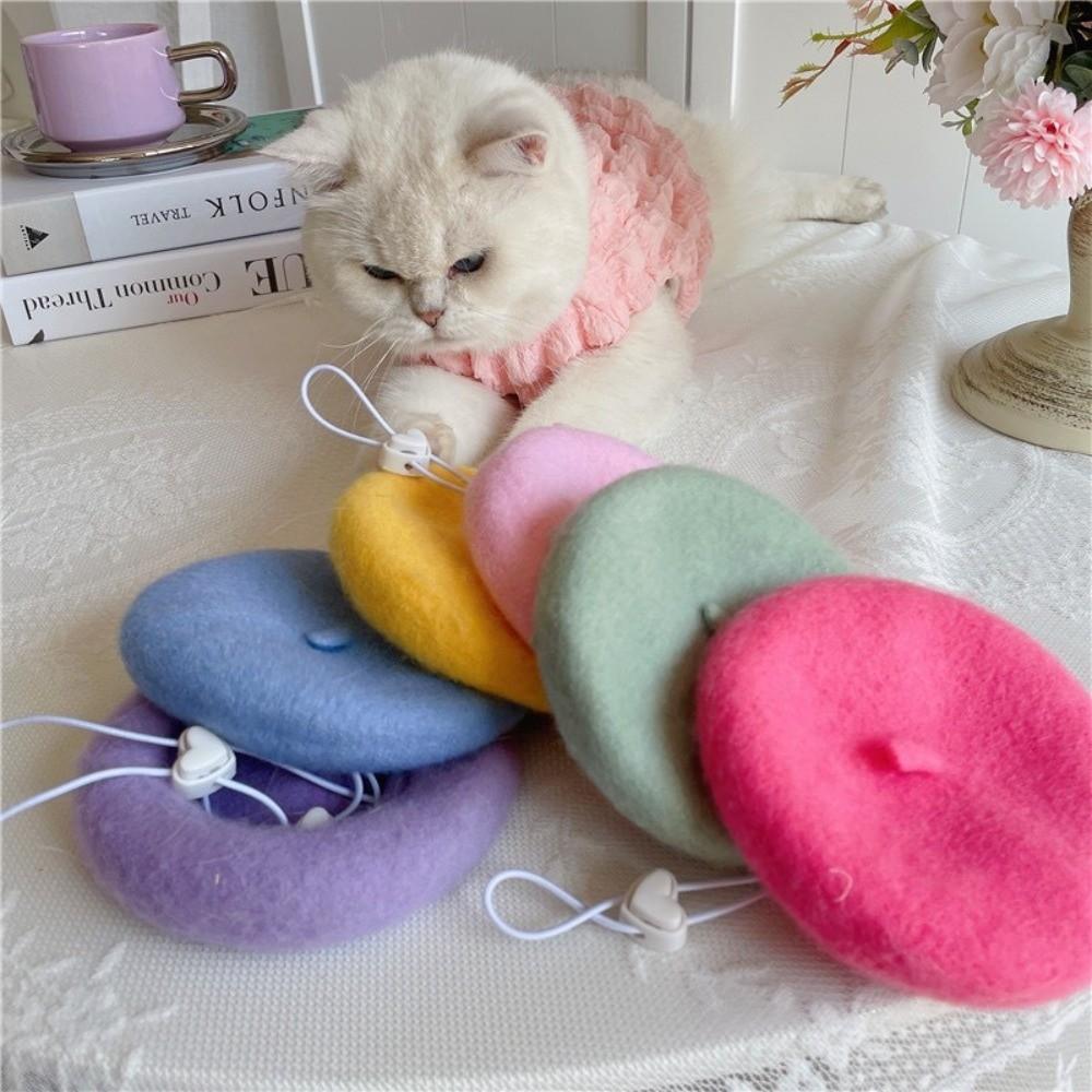 Soft Dog Fleece Hat Beret Knitted Windproof Dog Warmer Winter Hats Adjustable Pet Headwear Cat Dog Cap Pet Hat Puppy