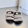 European lamb wool shoes, metal buckle buckle open-toe slippers, and thick-soled Boken slippers 2025 new models