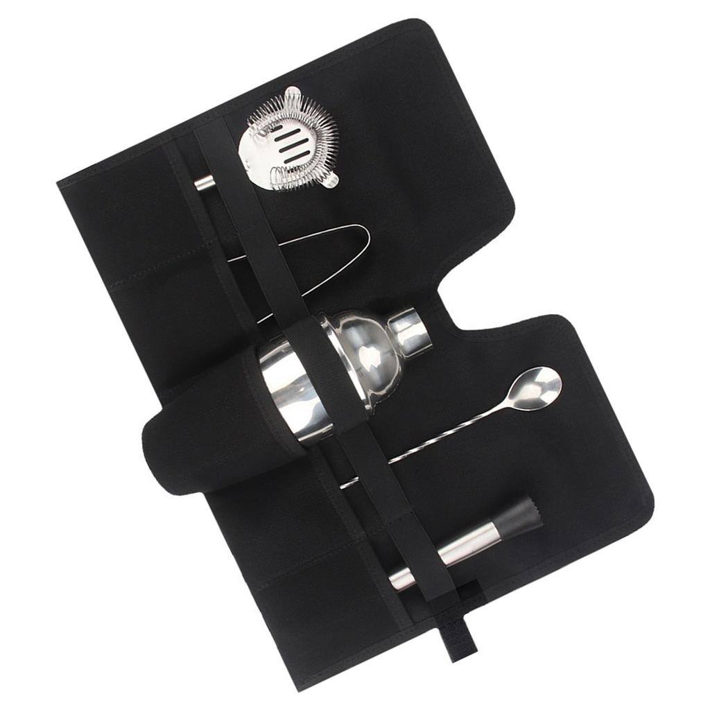 Canvas Cocktail Set Carry Bag Portable Folding Roll Strap Professional Mixology Bartender Bag for Camping Outdoor