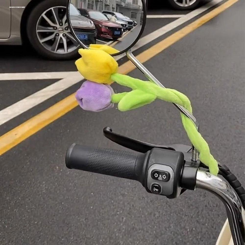 Plush Car Rearview Mirror Pendant Tulip Electric Vehical Ornaments  Accessories