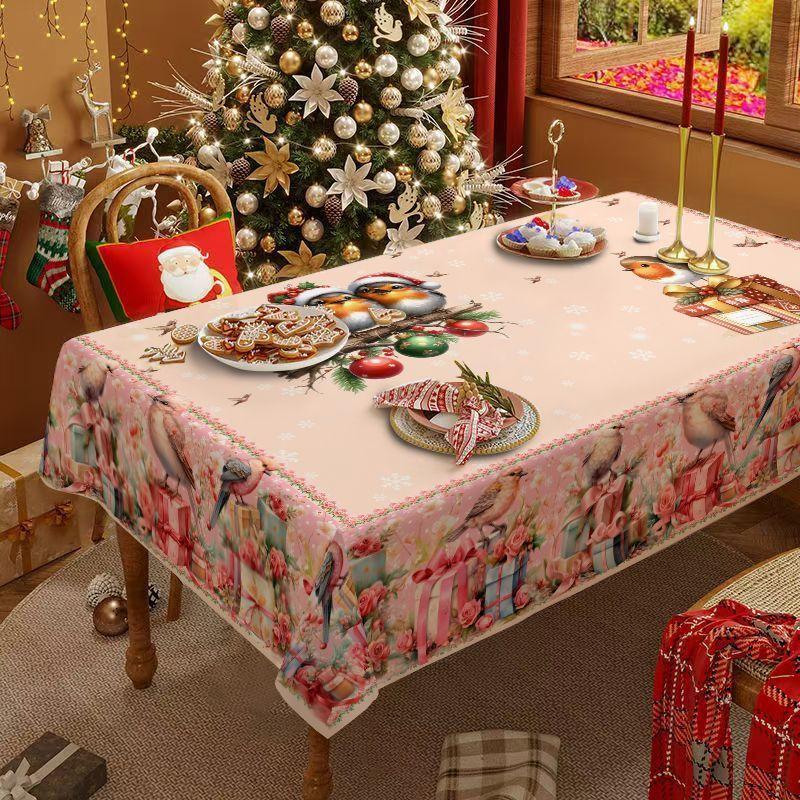 Weihnachtstischdecke, Neujahrs-Rundtischdecke, stimmungsvolle Dekoration, Kaffeetischdecke, Frühlingsfest-Tischdeckenbezug