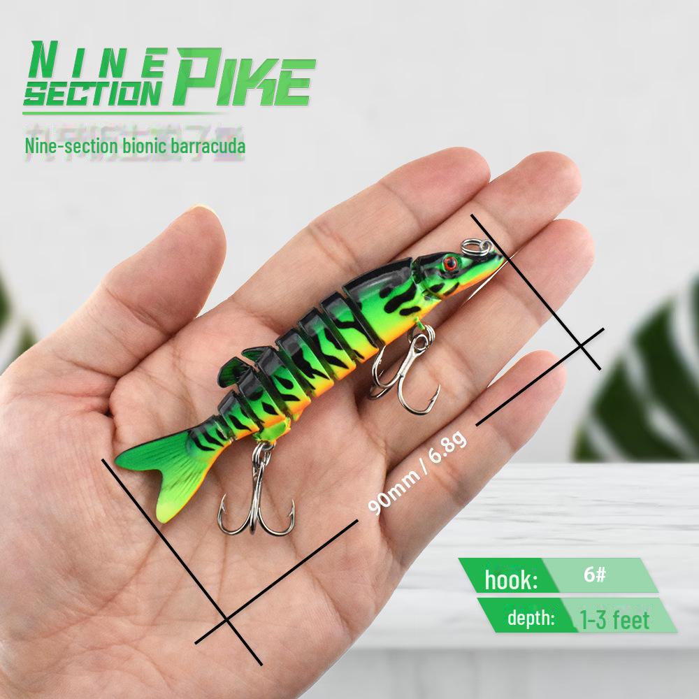 Free Shipping Bionic Dogfish 90mm/6.8g Multi-Section Lure for Cockroach, Bass, and Freshwater Fishing