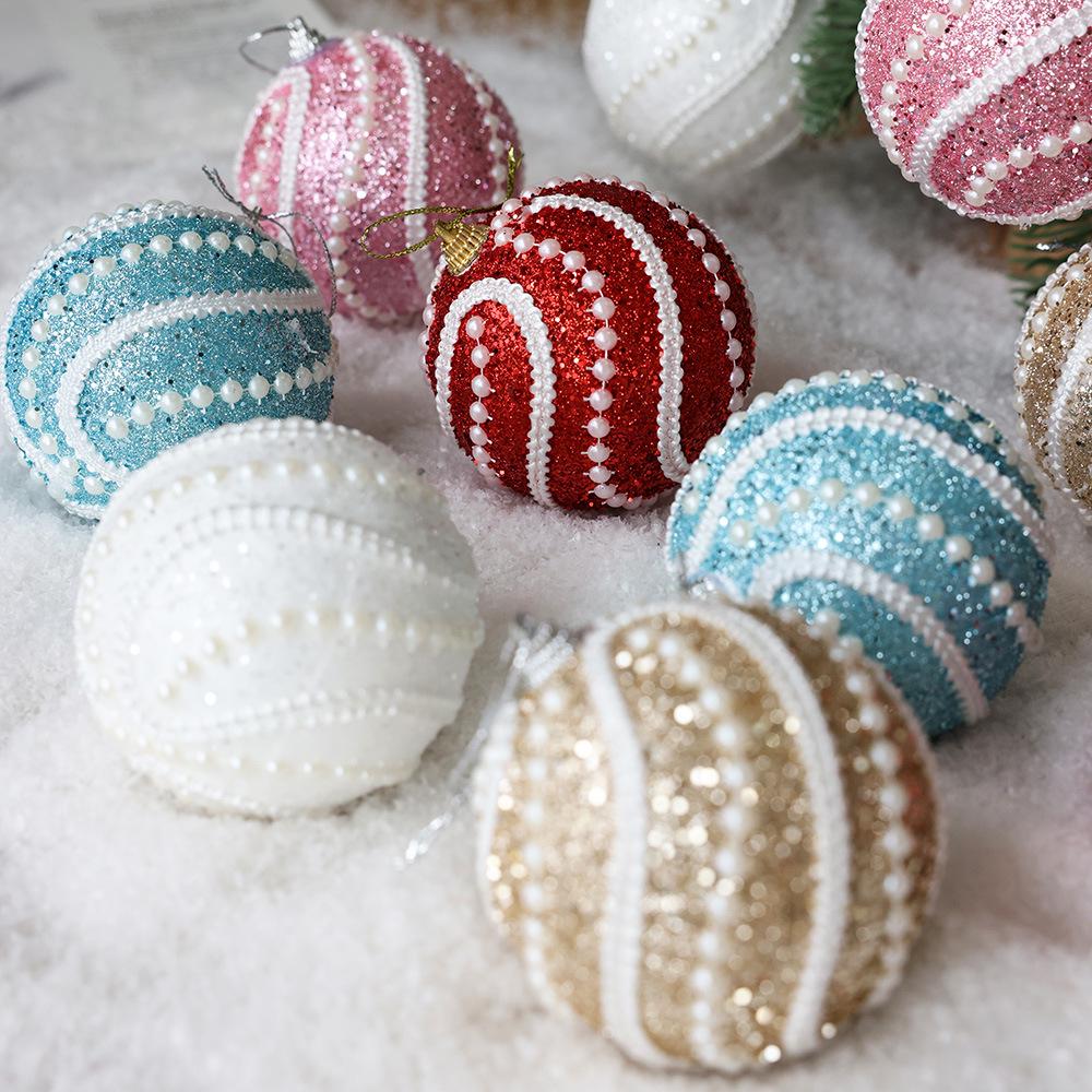 8CM Weihnachtsbaum Hängeornament: Bunter Schaumstoffball mit Glitzer