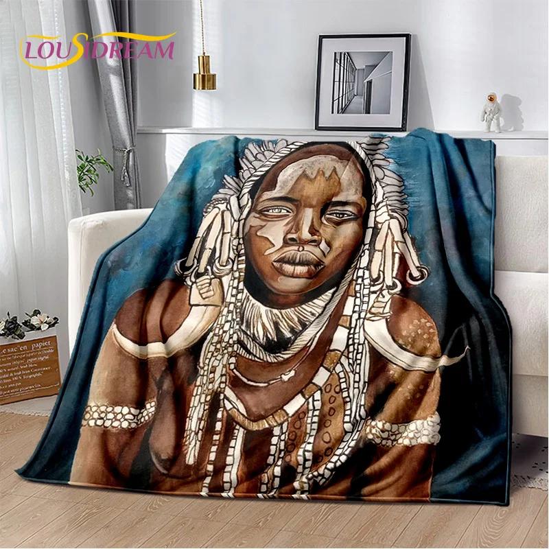 Classics Cartoon Africa Ethiopian Painting Art Blanket,Soft Throw Blanket for Home Bedroom Bed Sofa Picnic Office Travel Cover